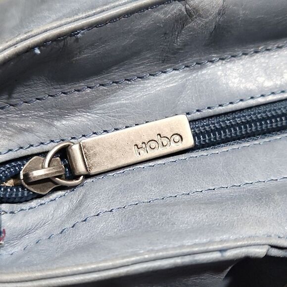 HOBO Pale Blue Gray Leather Med Crossbody Handbag - Picture 6 of 8